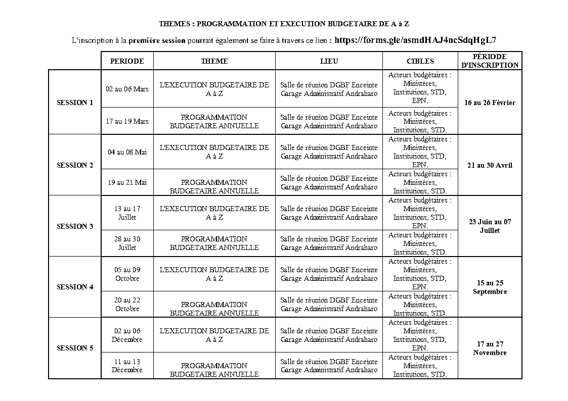 IPFP - Calendrier des formations